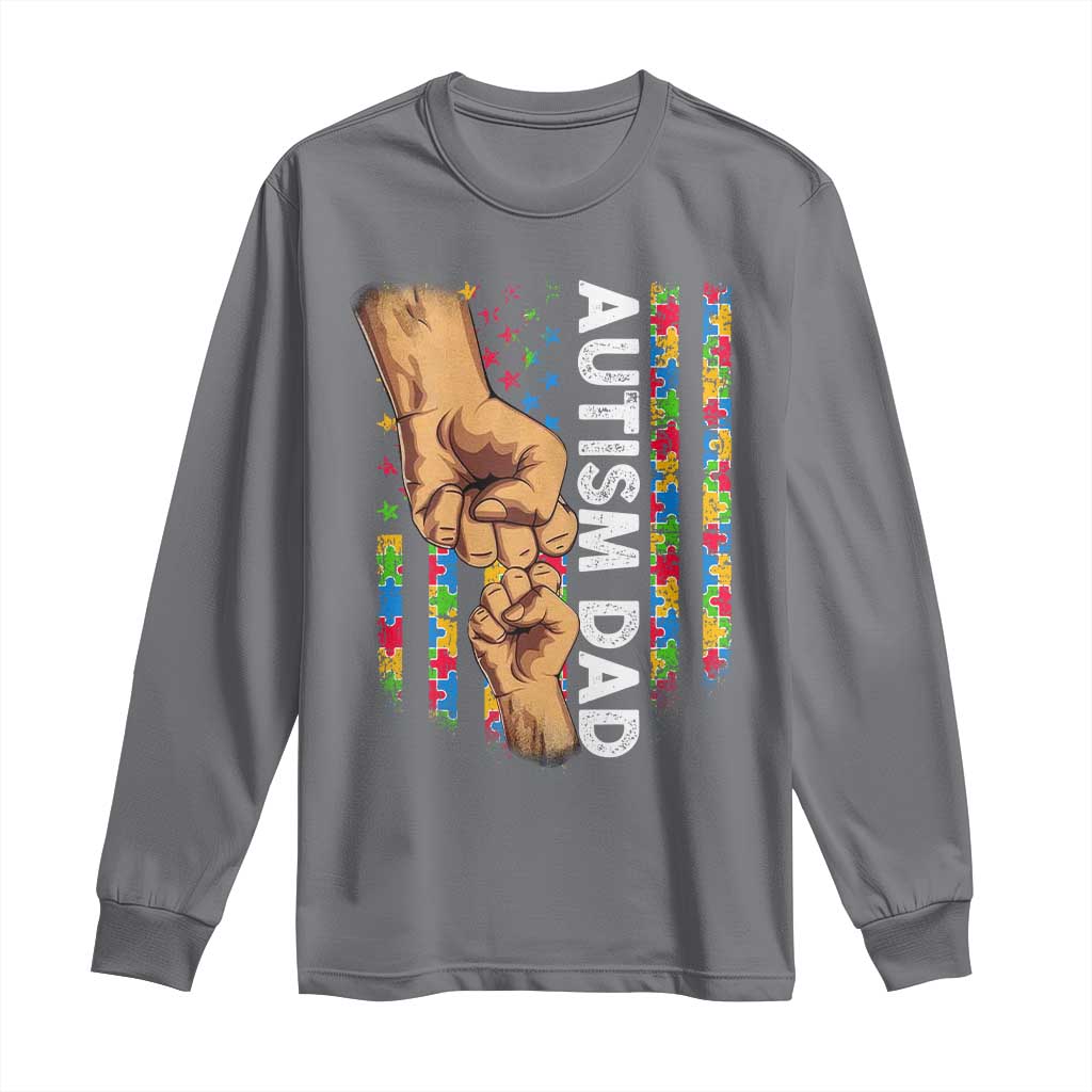 Autism Dad Support American Flag Fist Bump Long Sleeve Shirt