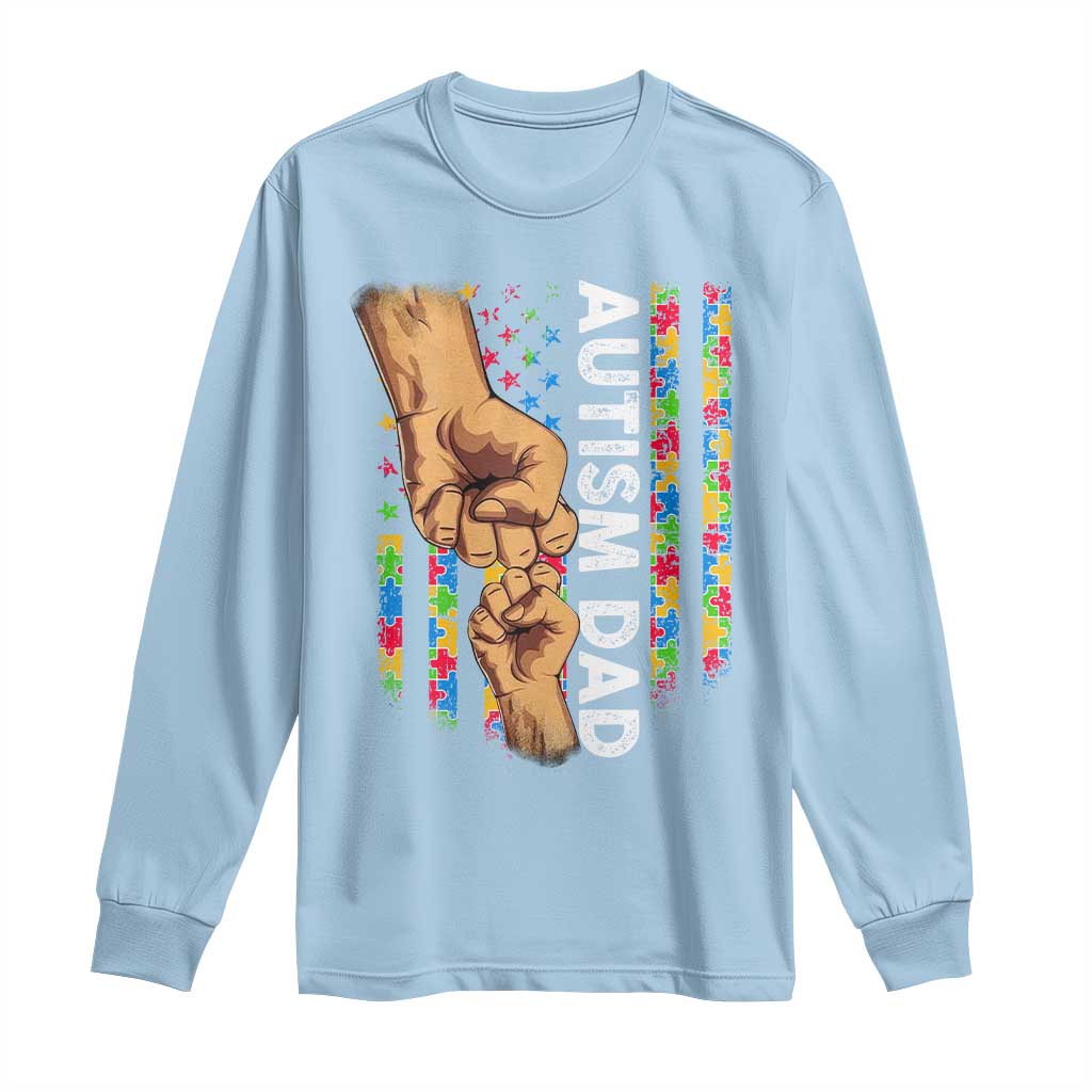 Autism Dad Support American Flag Fist Bump Long Sleeve Shirt