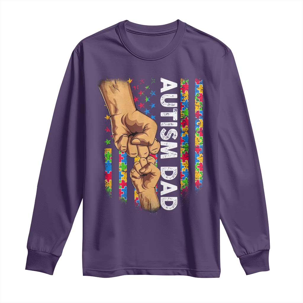Autism Dad Support American Flag Fist Bump Long Sleeve Shirt