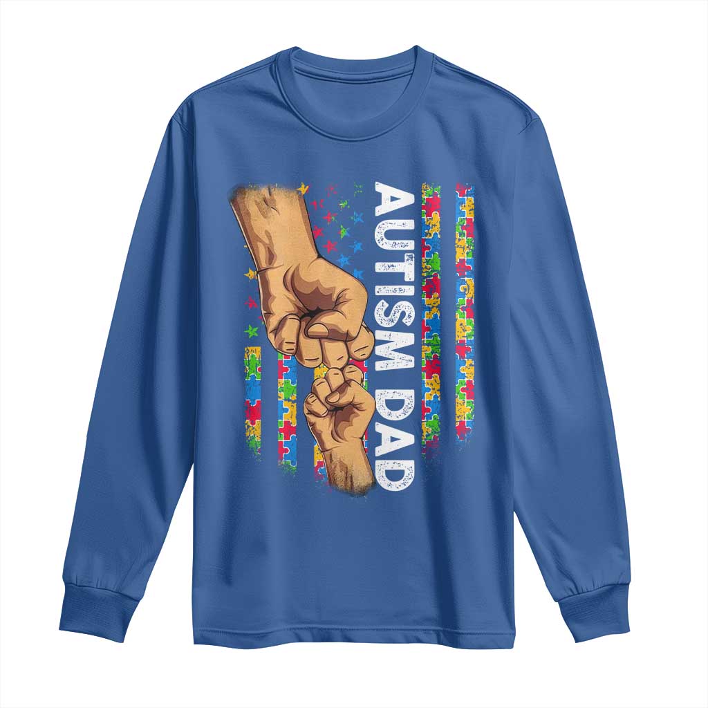Autism Dad Support American Flag Fist Bump Long Sleeve Shirt