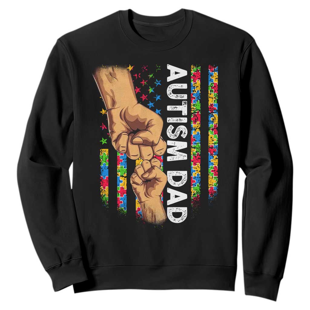 Autism Dad Support American Flag Fist Bump Sweatshirt