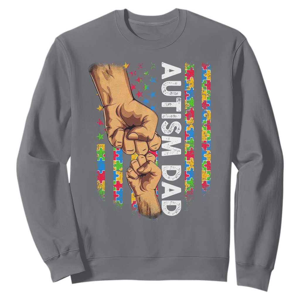 Autism Dad Support American Flag Fist Bump Sweatshirt