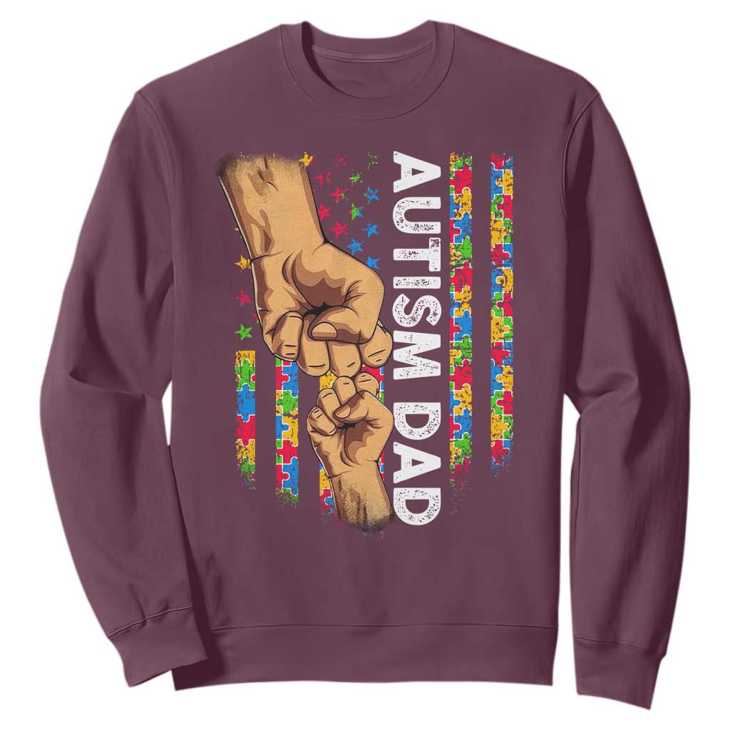 Autism Dad Support American Flag Fist Bump Sweatshirt