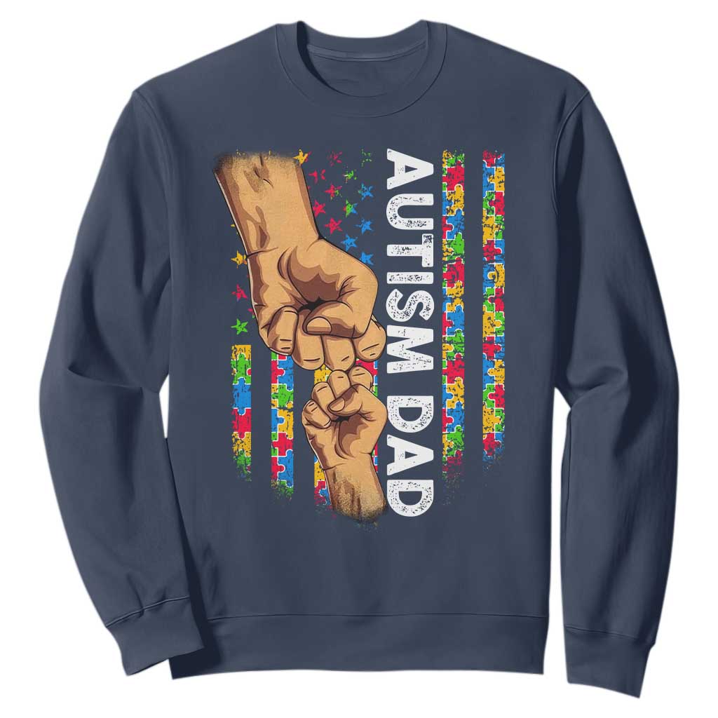 Autism Dad Support American Flag Fist Bump Sweatshirt