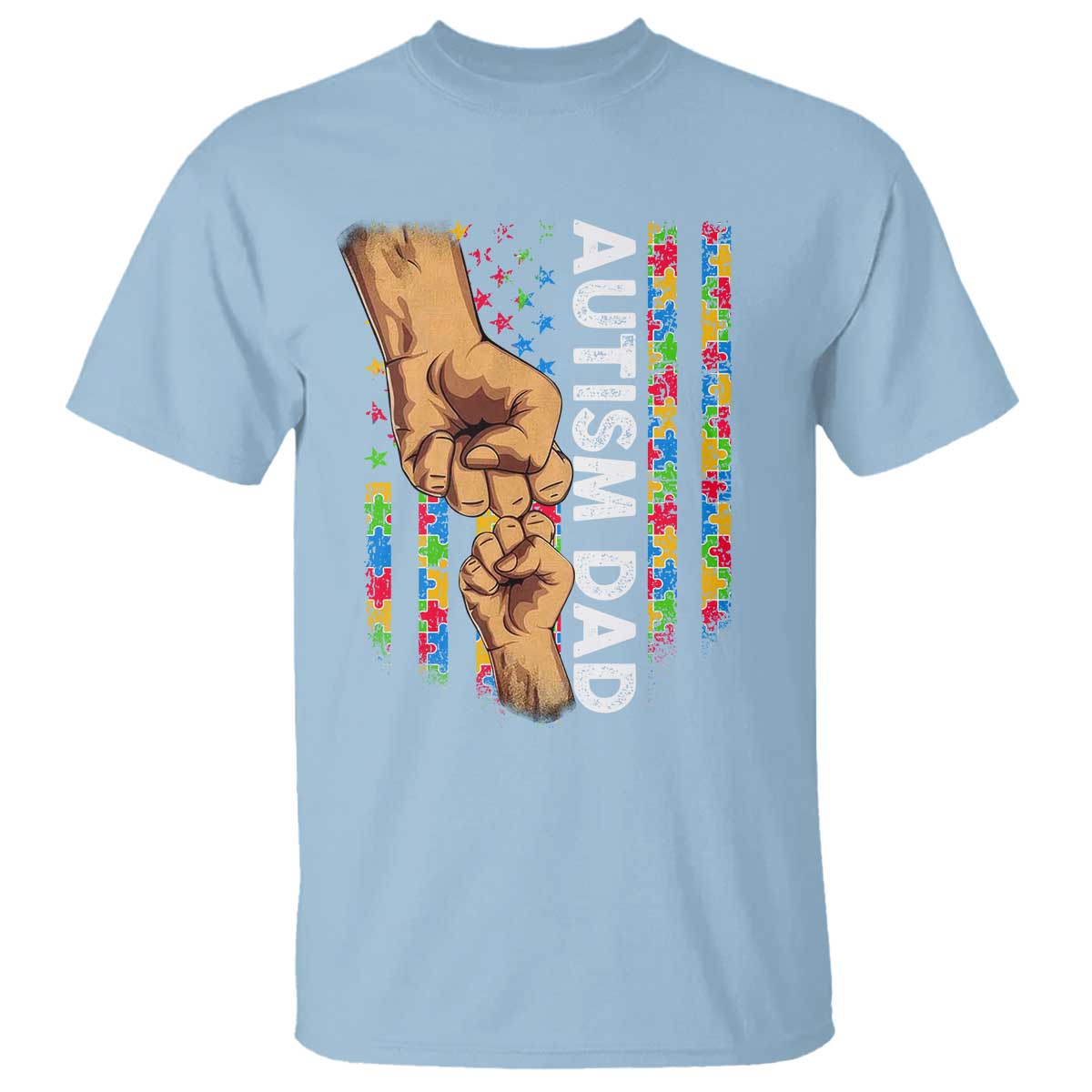 Autism Dad Support American Flag Fist Bump T Shirt