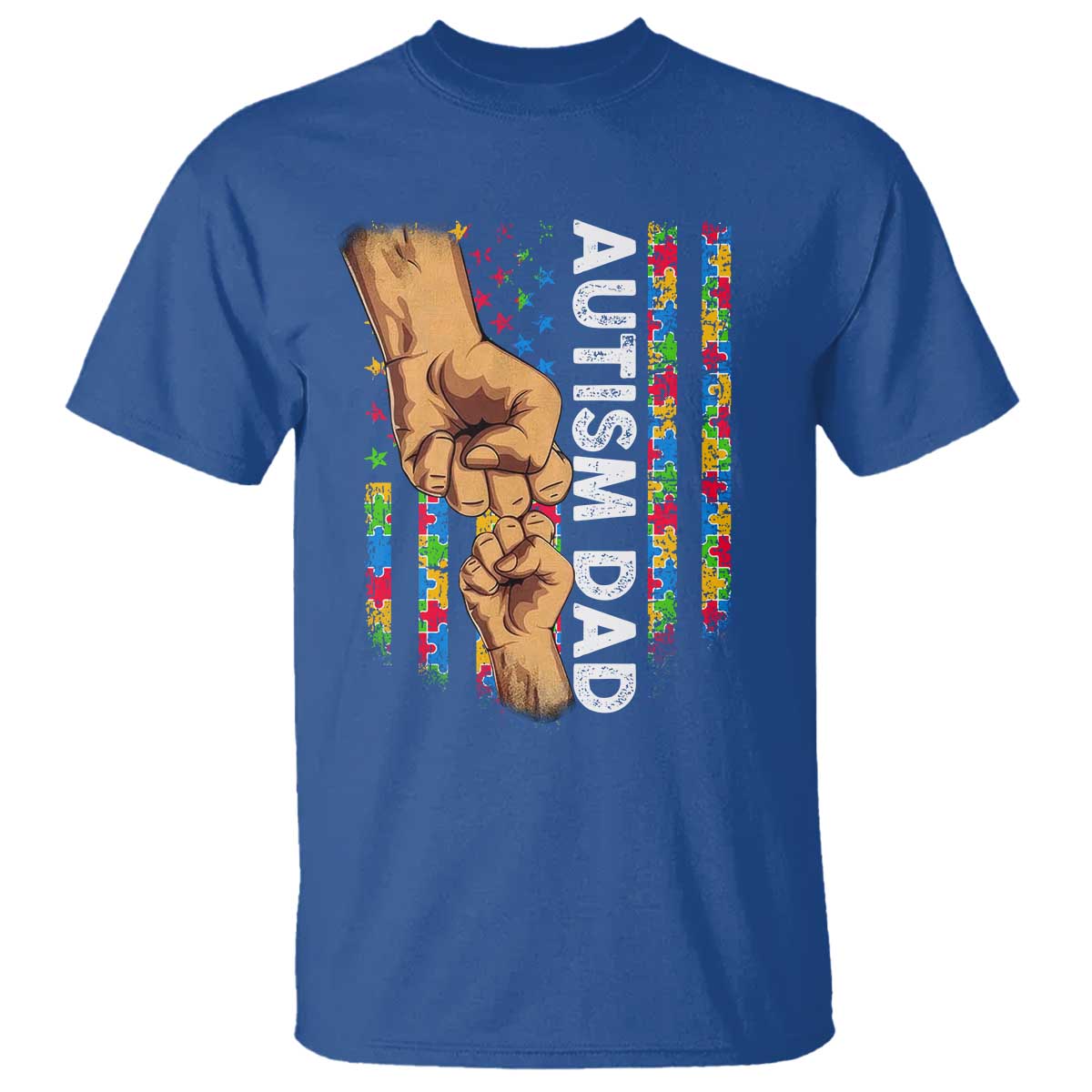 Autism Dad Support American Flag Fist Bump T Shirt