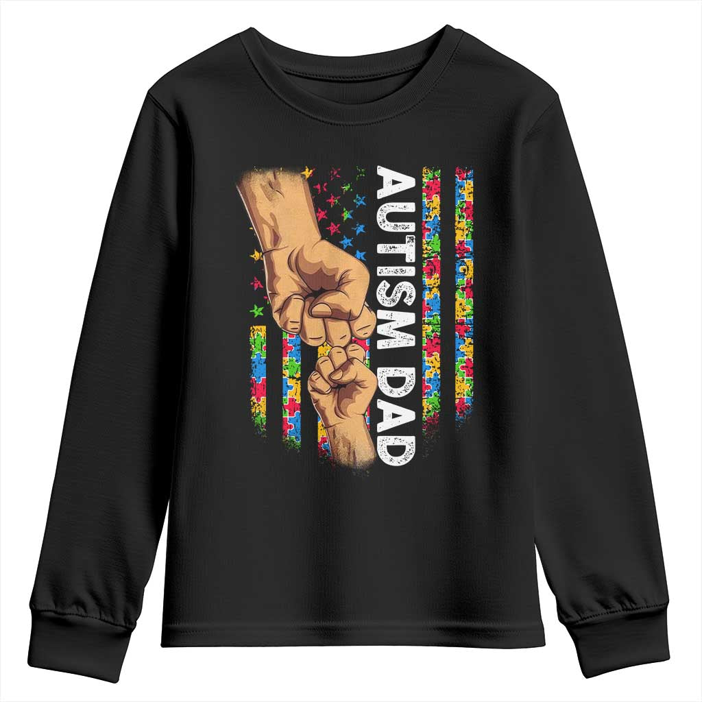 Autism Dad Support American Flag Fist Bump Youth Sweatshirt