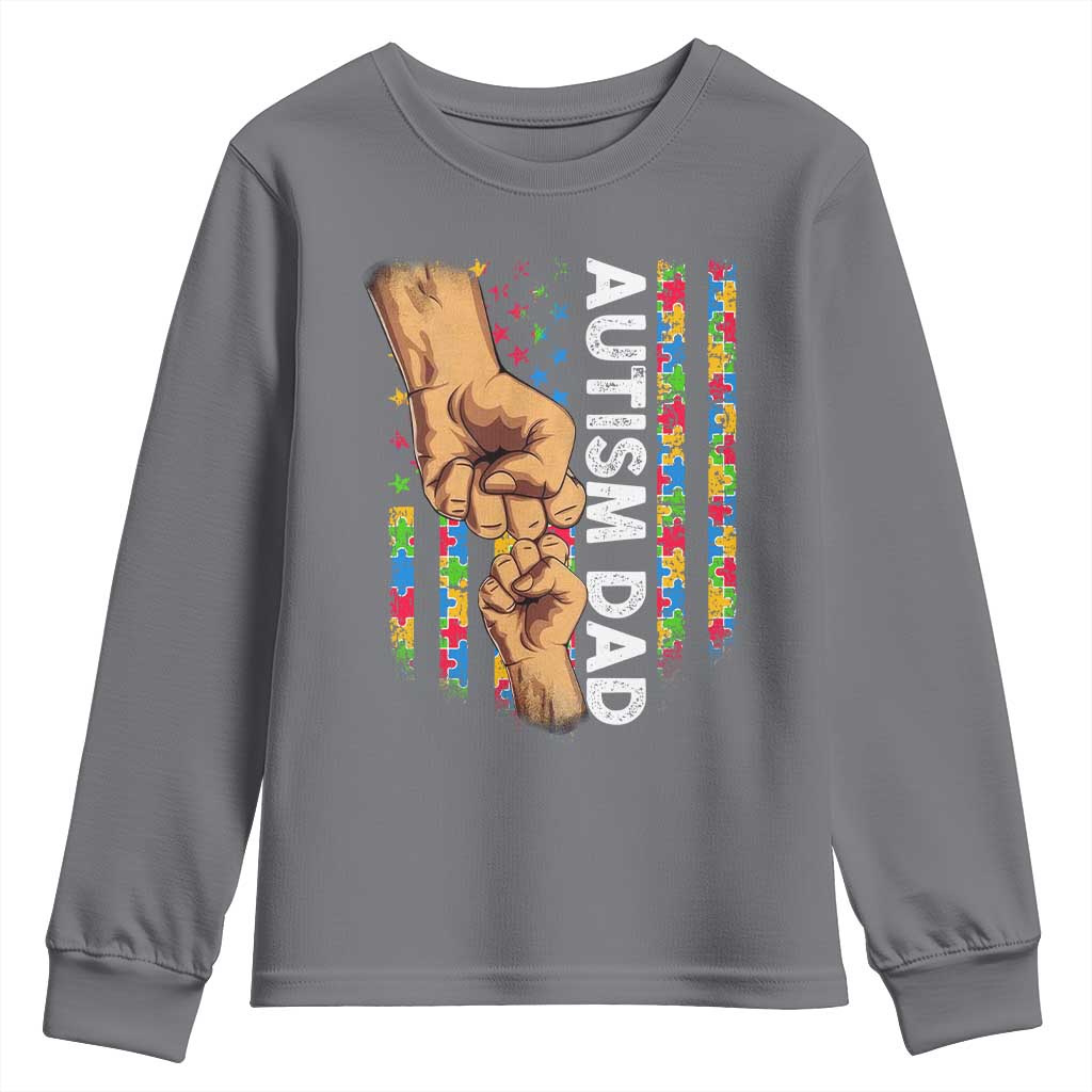 Autism Dad Support American Flag Fist Bump Youth Sweatshirt