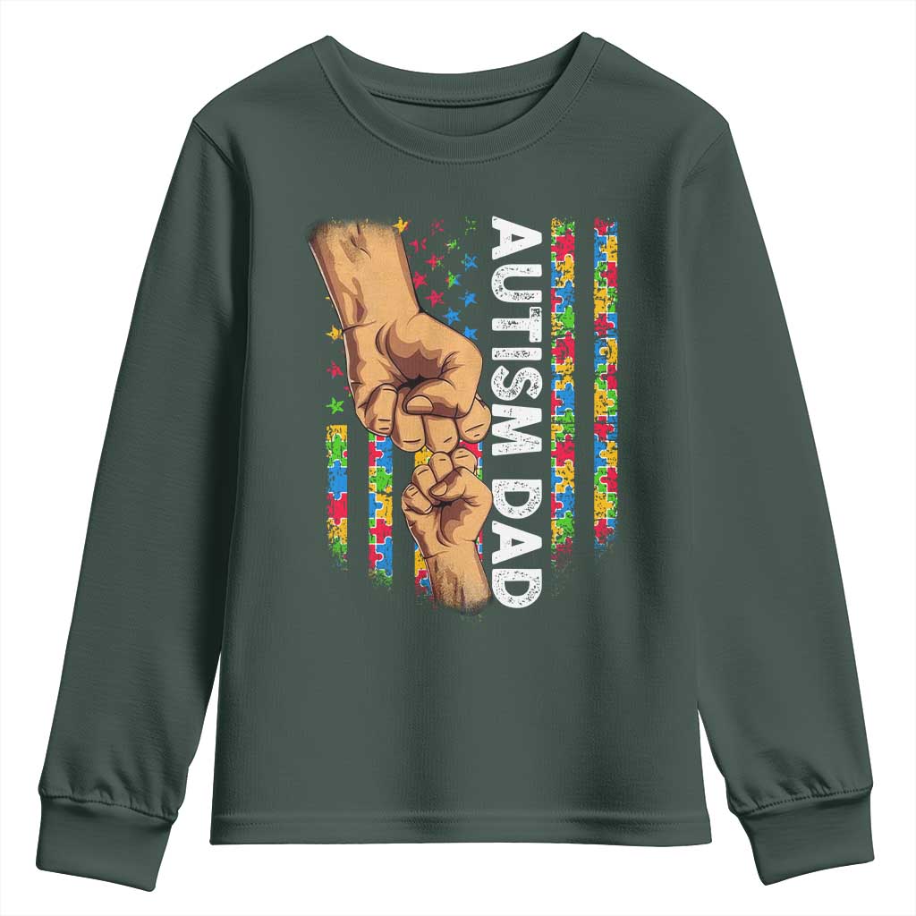 Autism Dad Support American Flag Fist Bump Youth Sweatshirt