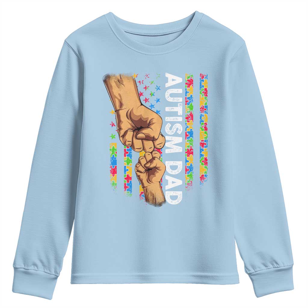 Autism Dad Support American Flag Fist Bump Youth Sweatshirt