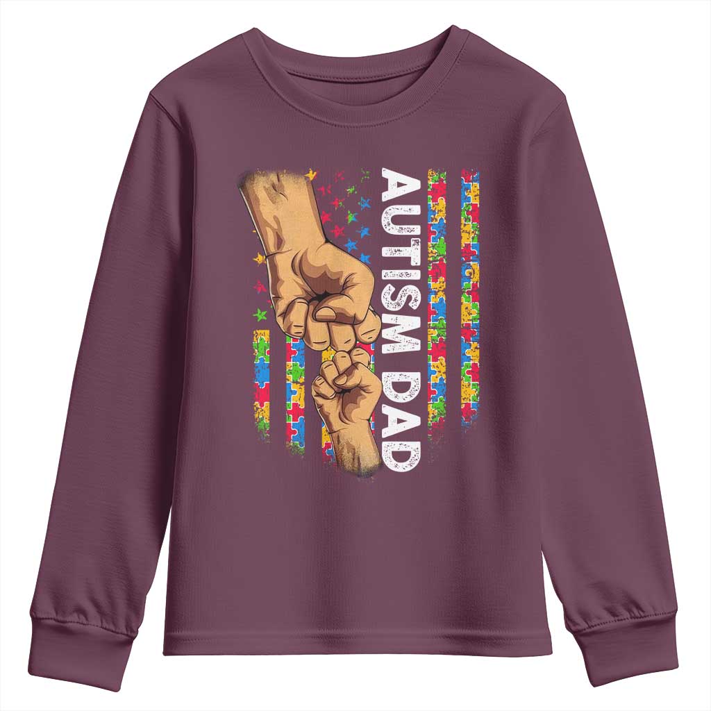Autism Dad Support American Flag Fist Bump Youth Sweatshirt