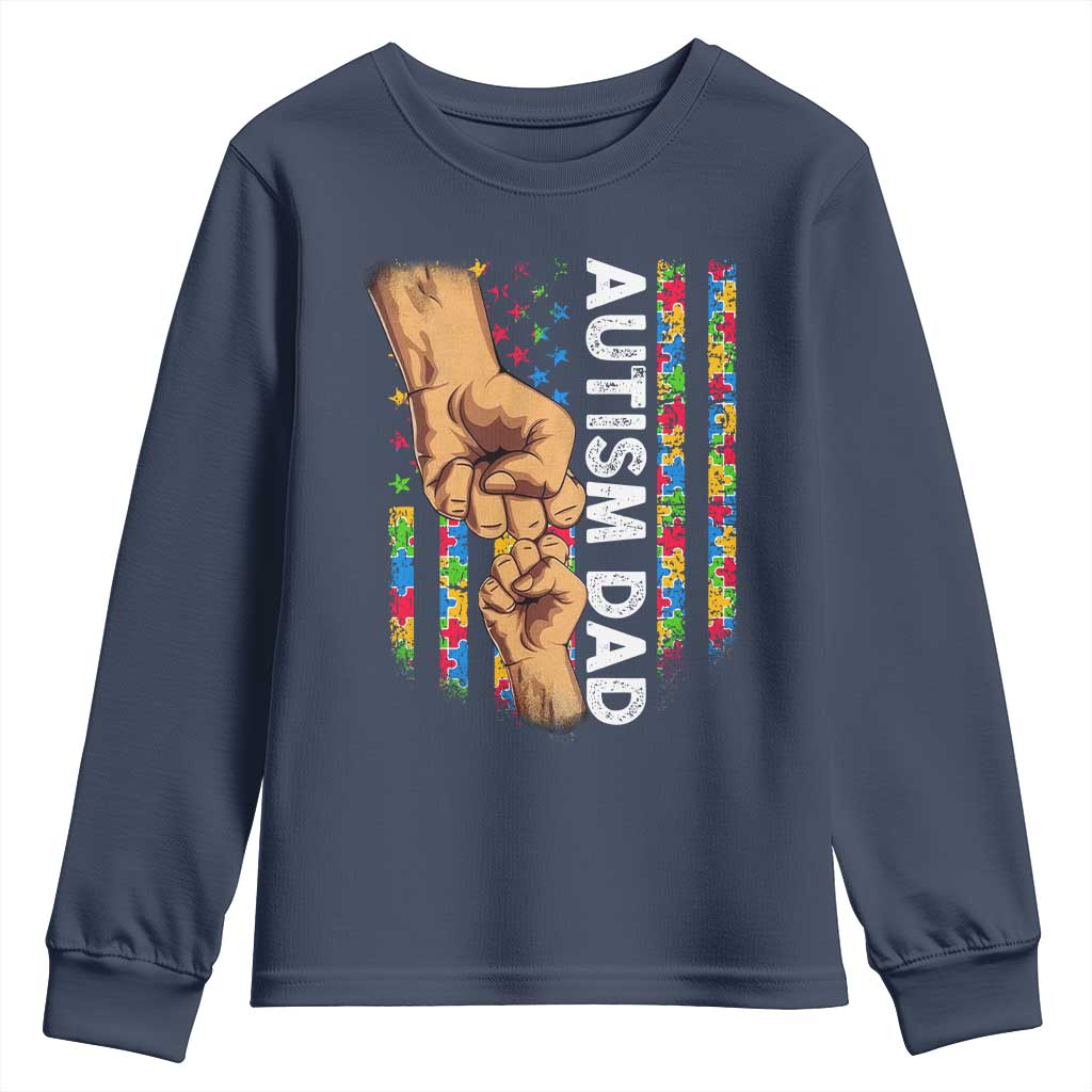 Autism Dad Support American Flag Fist Bump Youth Sweatshirt