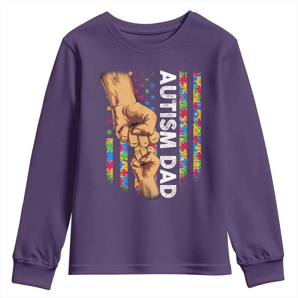 Autism Dad Support American Flag Fist Bump Youth Sweatshirt