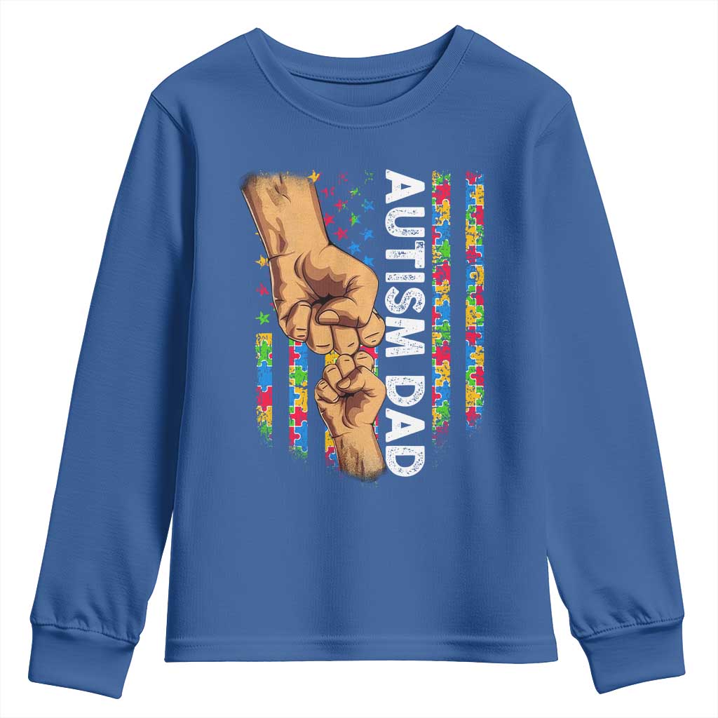 Autism Dad Support American Flag Fist Bump Youth Sweatshirt