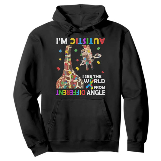 Funny I'm Autistic I See The World Form Different Angle Hoodie Puzzle Giraffe