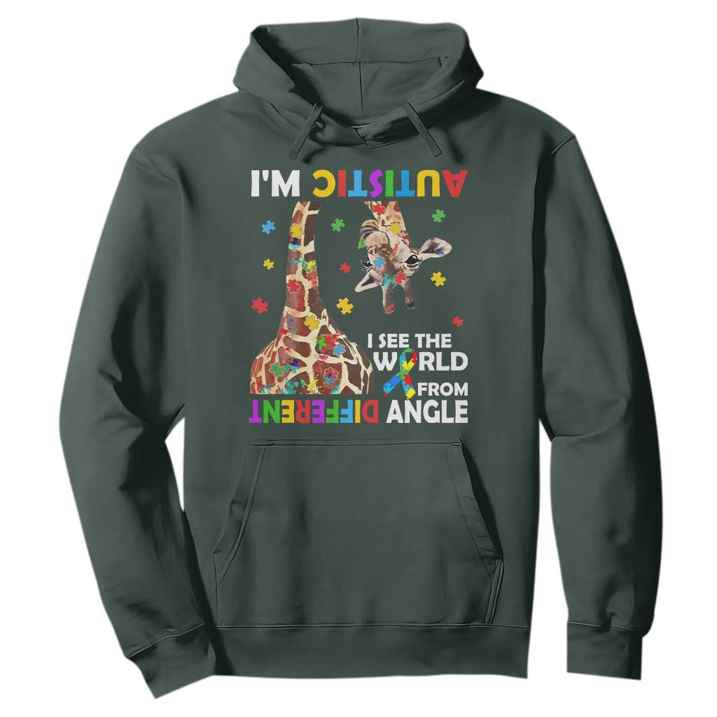 Funny I'm Autistic I See The World Form Different Angle Hoodie Puzzle Giraffe