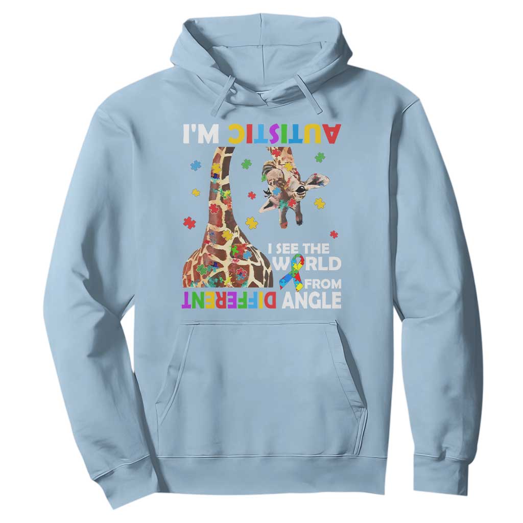 Funny I'm Autistic I See The World Form Different Angle Hoodie Puzzle Giraffe