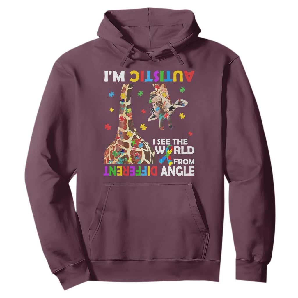 Funny I'm Autistic I See The World Form Different Angle Hoodie Puzzle Giraffe