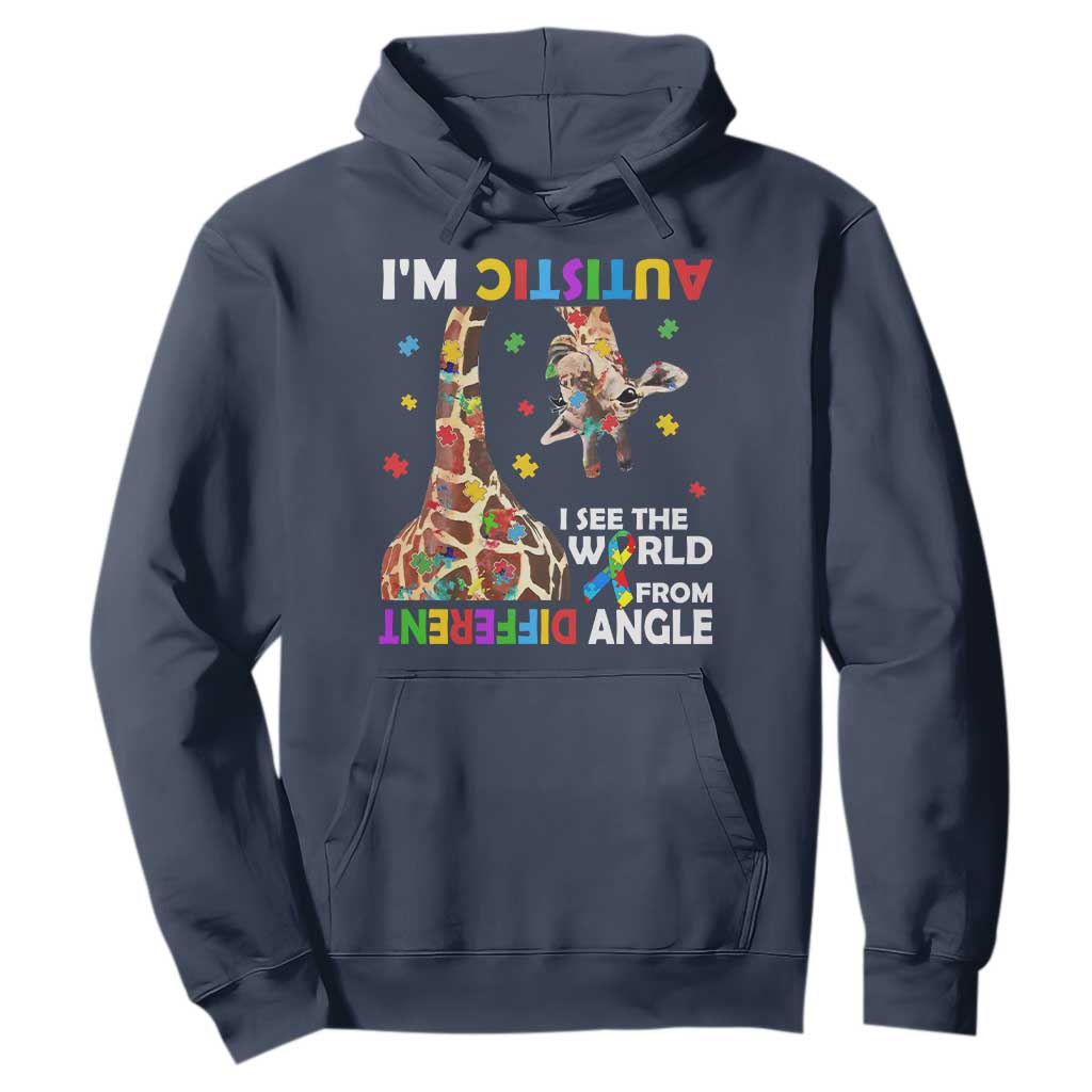 Funny I'm Autistic I See The World Form Different Angle Hoodie Puzzle Giraffe