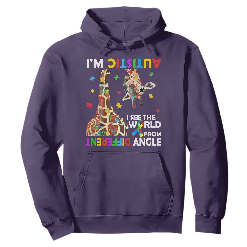 Funny I'm Autistic I See The World Form Different Angle Hoodie Puzzle Giraffe
