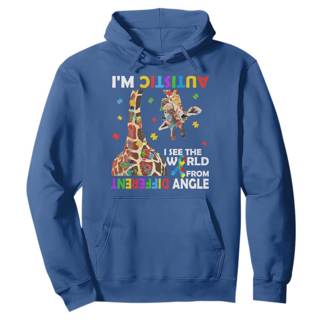 Funny I'm Autistic I See The World Form Different Angle Hoodie Puzzle Giraffe