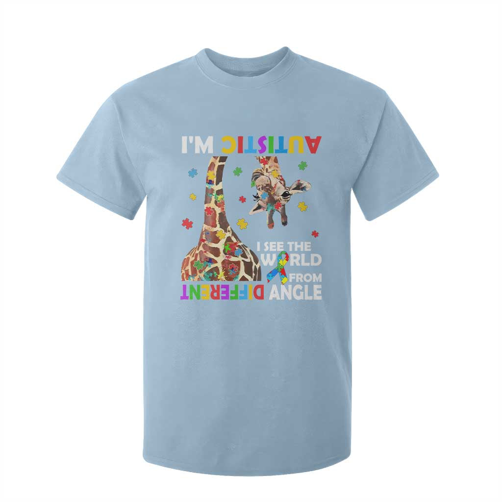Funny I'm Autistic I See The World Form Different Angle T Shirt For Kid Puzzle Giraffe