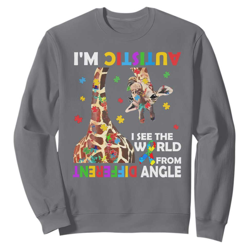 Funny I'm Autistic I See The World Form Different Angle Sweatshirt Puzzle Giraffe