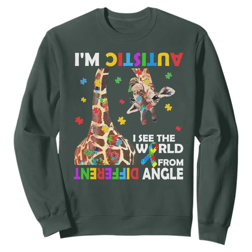 Funny I'm Autistic I See The World Form Different Angle Sweatshirt Puzzle Giraffe