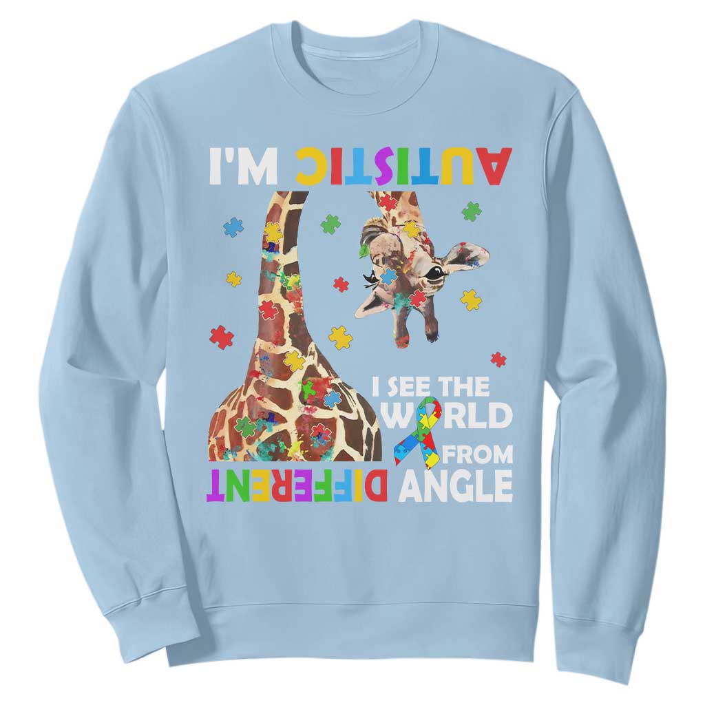 Funny I'm Autistic I See The World Form Different Angle Sweatshirt Puzzle Giraffe