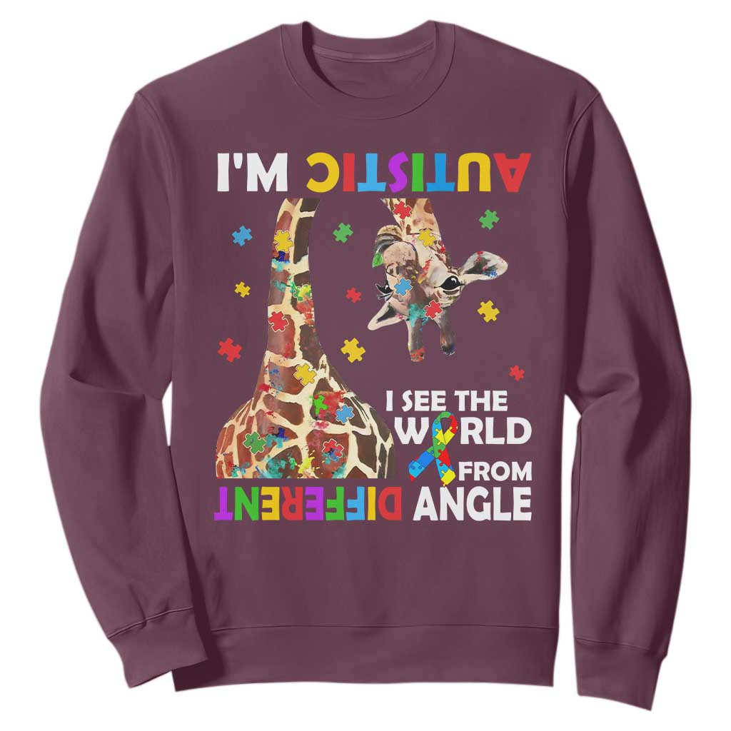 Funny I'm Autistic I See The World Form Different Angle Sweatshirt Puzzle Giraffe