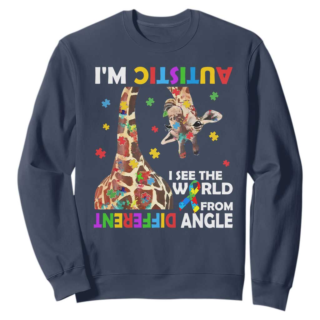 Funny I'm Autistic I See The World Form Different Angle Sweatshirt Puzzle Giraffe
