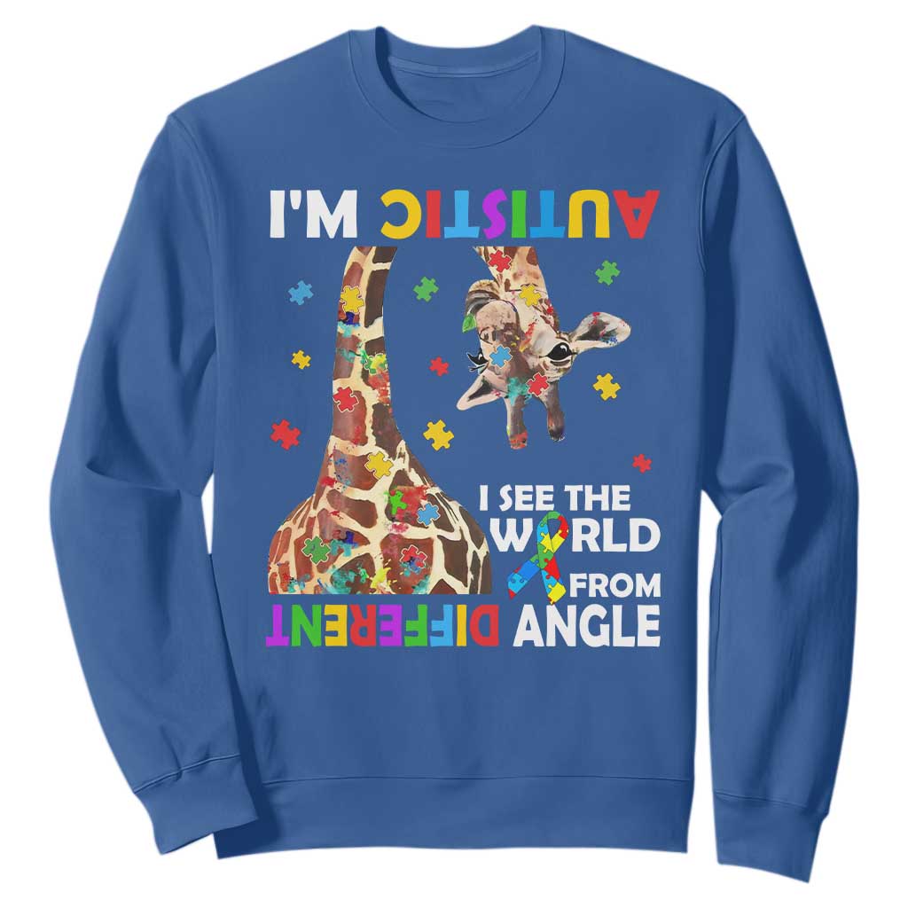 Funny I'm Autistic I See The World Form Different Angle Sweatshirt Puzzle Giraffe