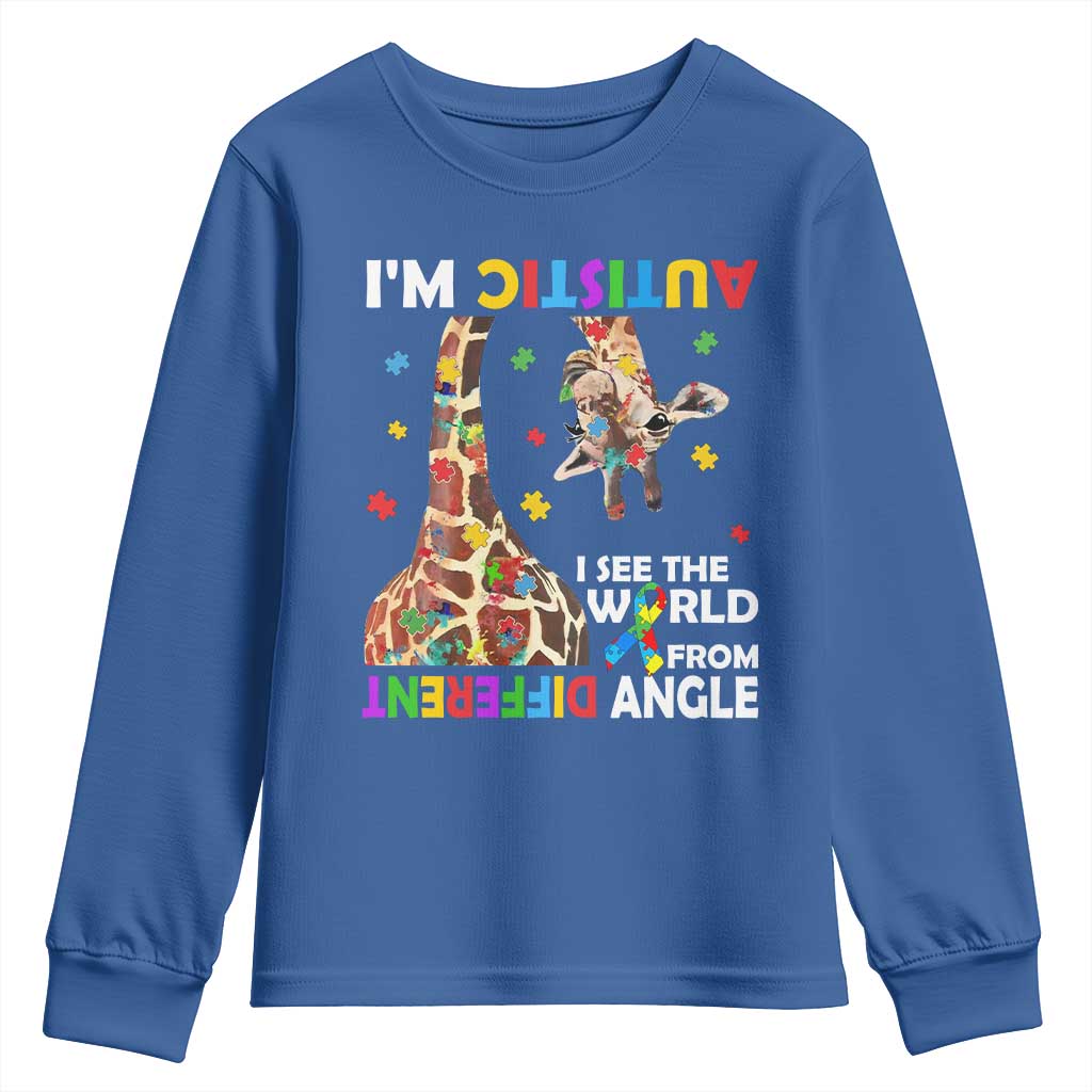 Funny I'm Autistic I See The World Form Different Angle Youth Sweatshirt Puzzle Giraffe