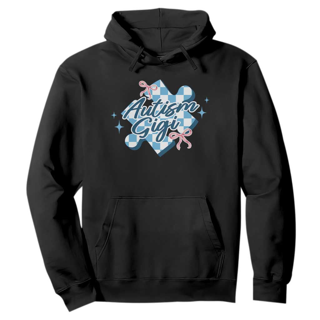 Autism Gigi Coquette Puzzle Piece Pink Bow Hoodie