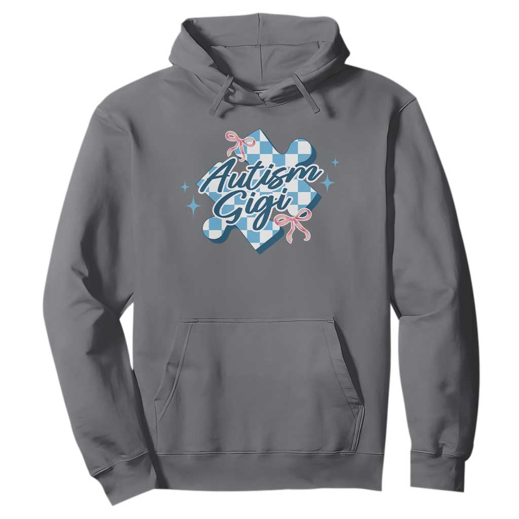 Autism Gigi Coquette Puzzle Piece Pink Bow Hoodie