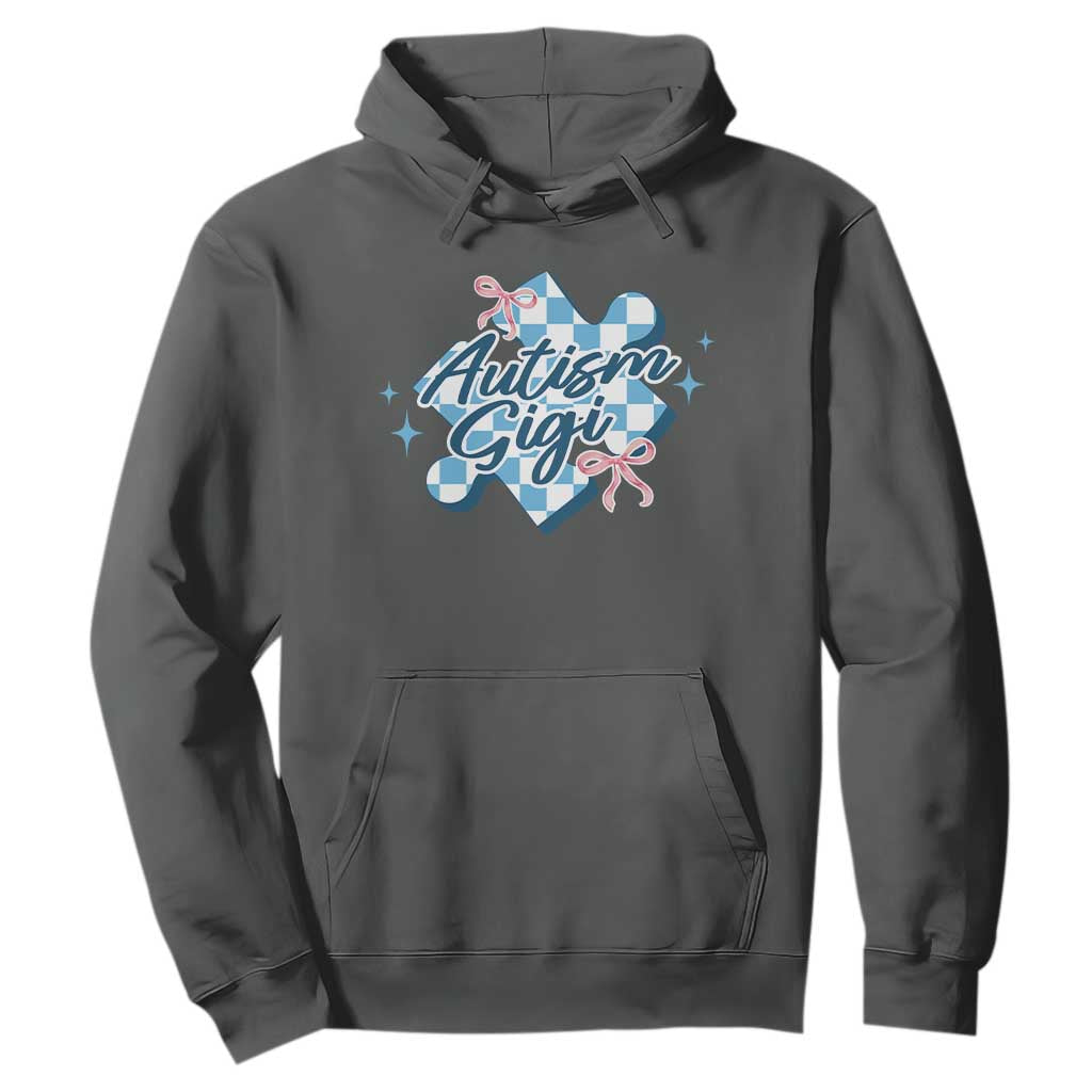 Autism Gigi Coquette Puzzle Piece Pink Bow Hoodie