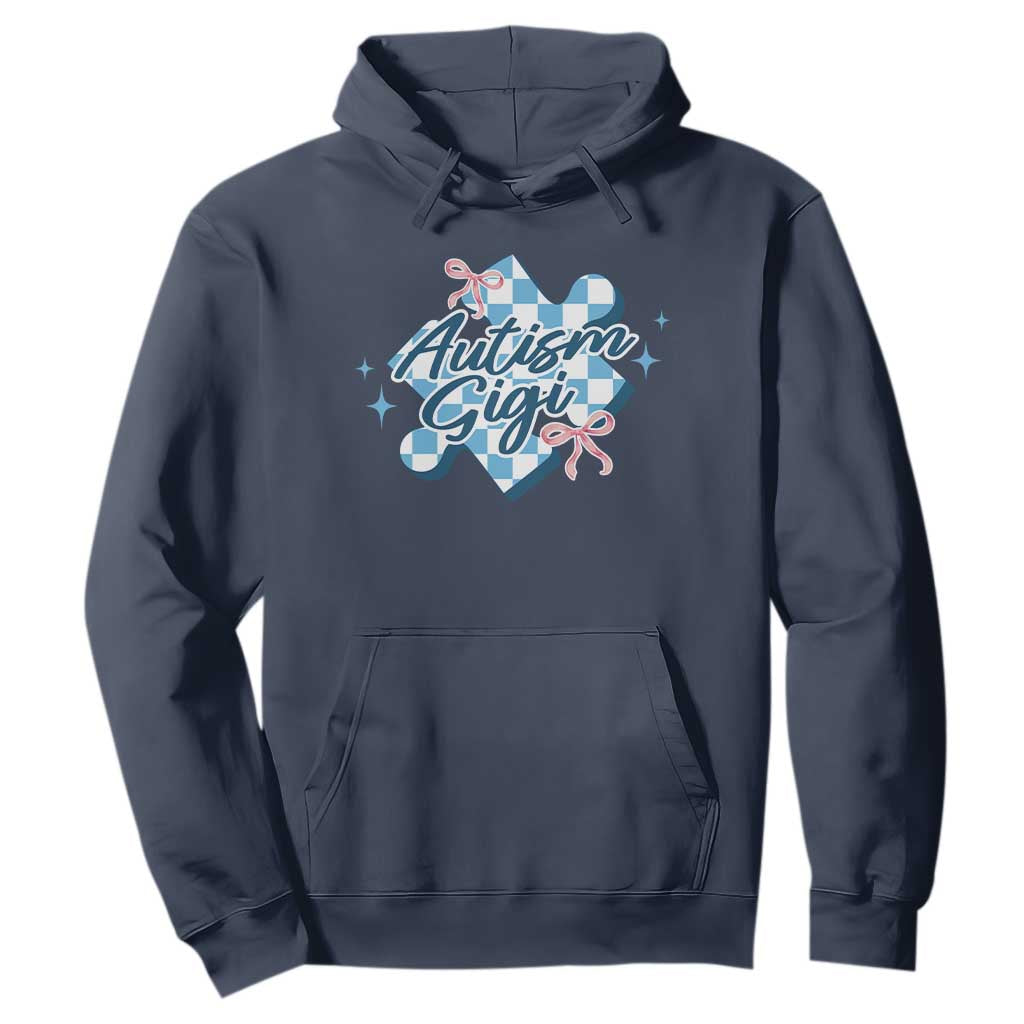 Autism Gigi Coquette Puzzle Piece Pink Bow Hoodie