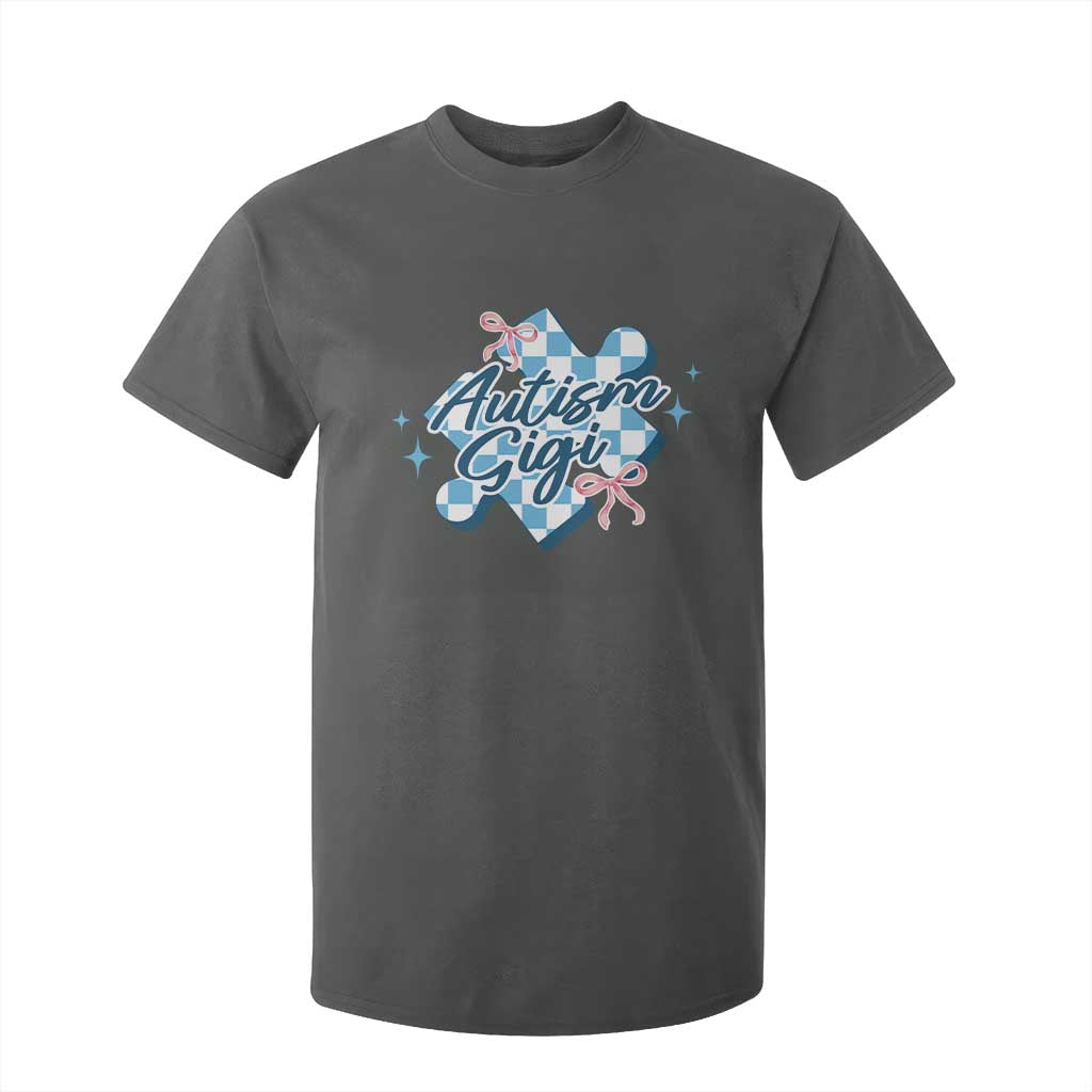 Autism Gigi Coquette Puzzle Piece Pink Bow T Shirt For Kid