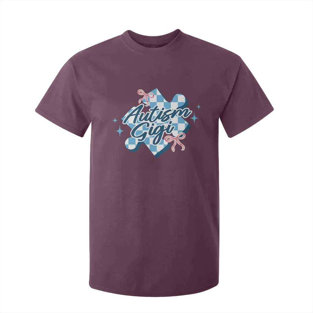 Autism Gigi Coquette Puzzle Piece Pink Bow T Shirt For Kid