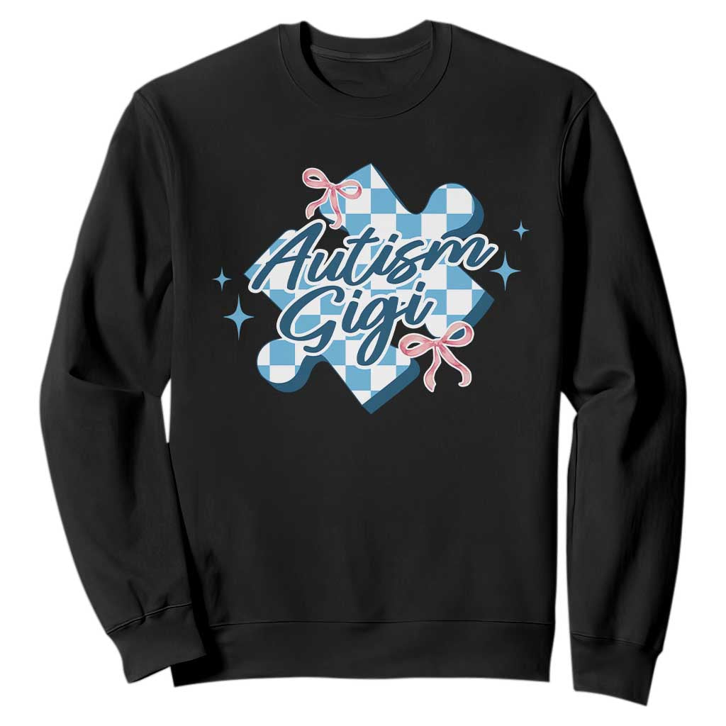 Autism Gigi Coquette Puzzle Piece Pink Bow Sweatshirt
