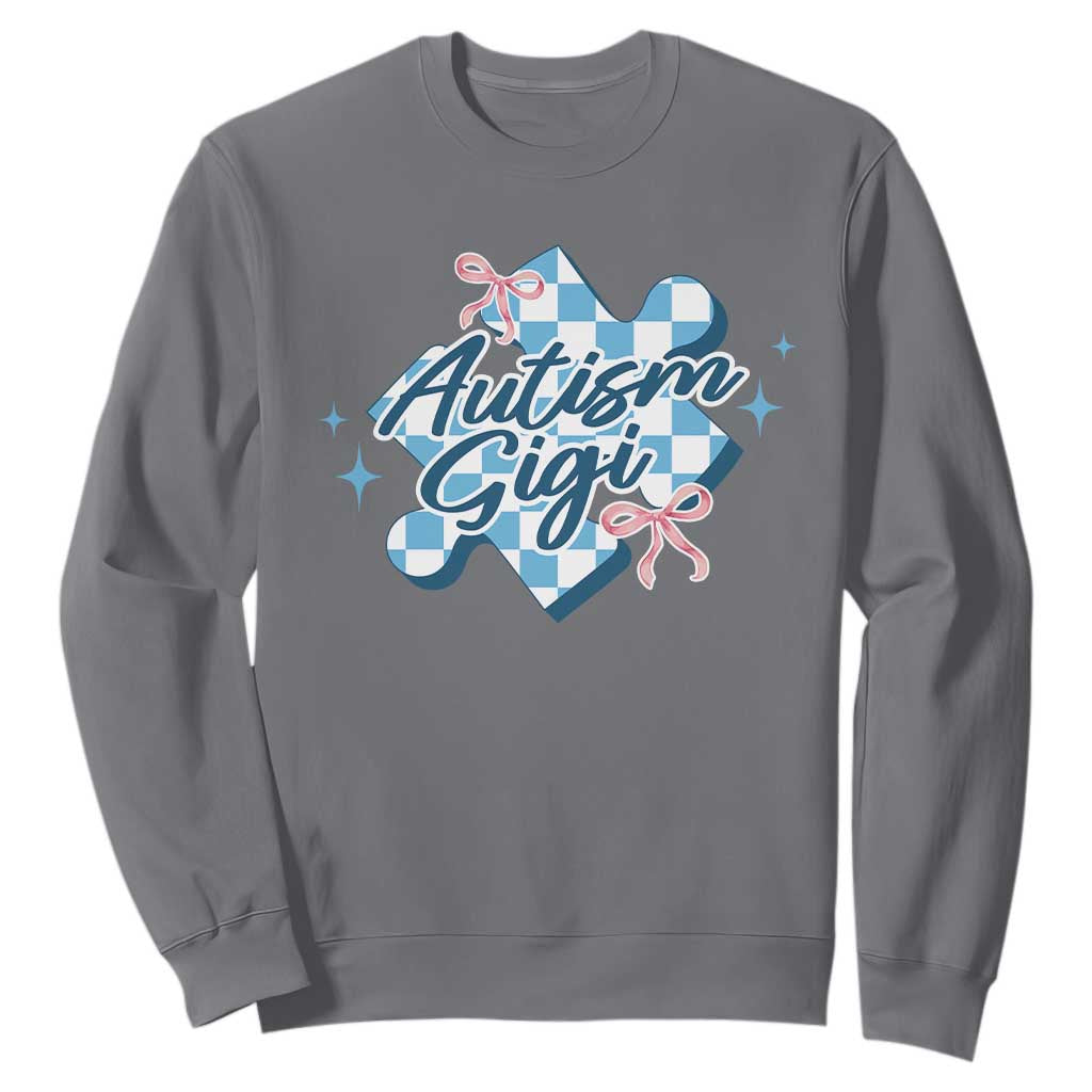 Autism Gigi Coquette Puzzle Piece Pink Bow Sweatshirt