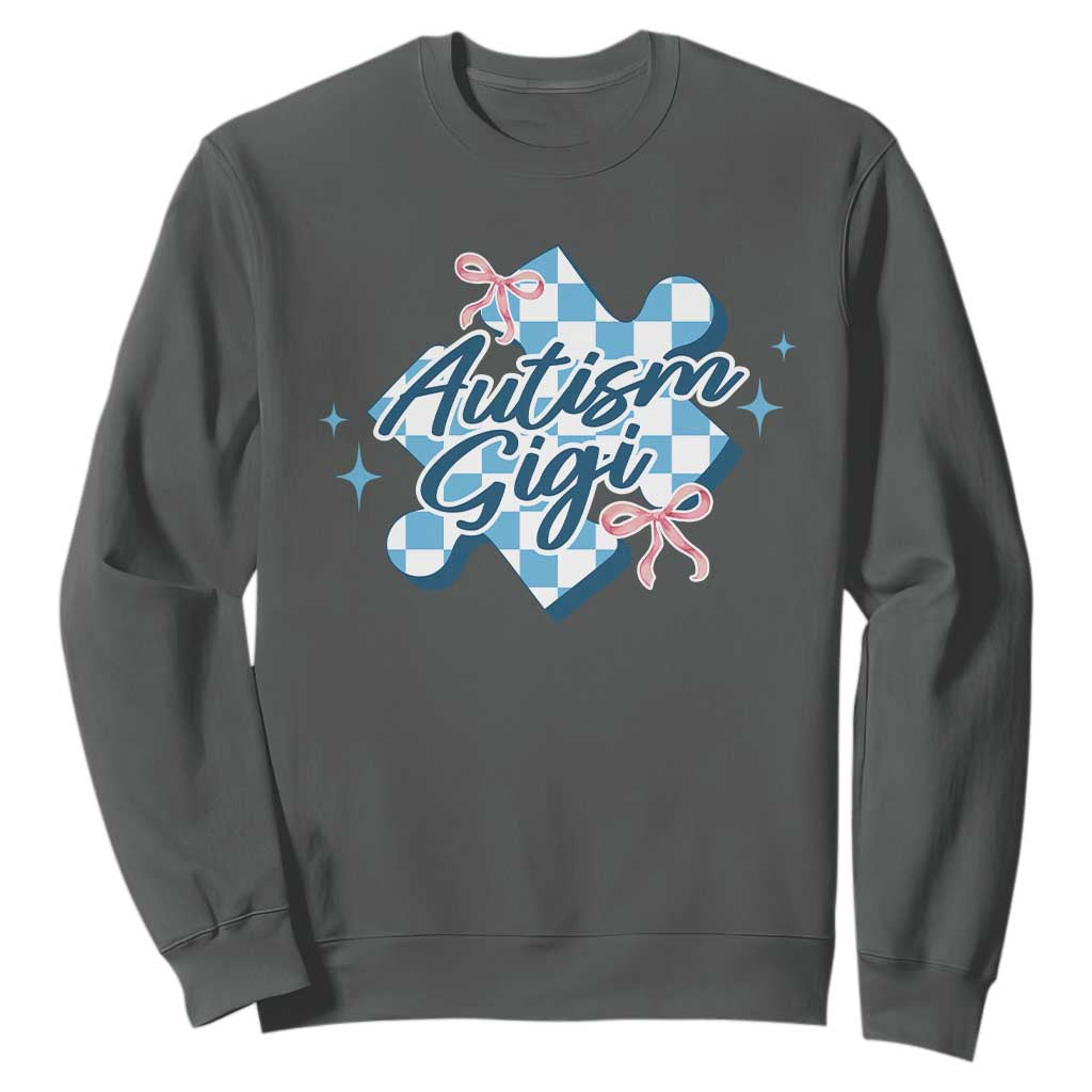 Autism Gigi Coquette Puzzle Piece Pink Bow Sweatshirt