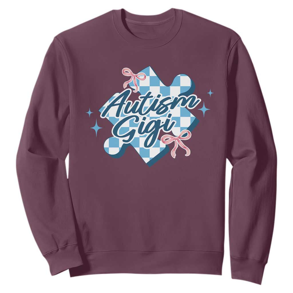 Autism Gigi Coquette Puzzle Piece Pink Bow Sweatshirt