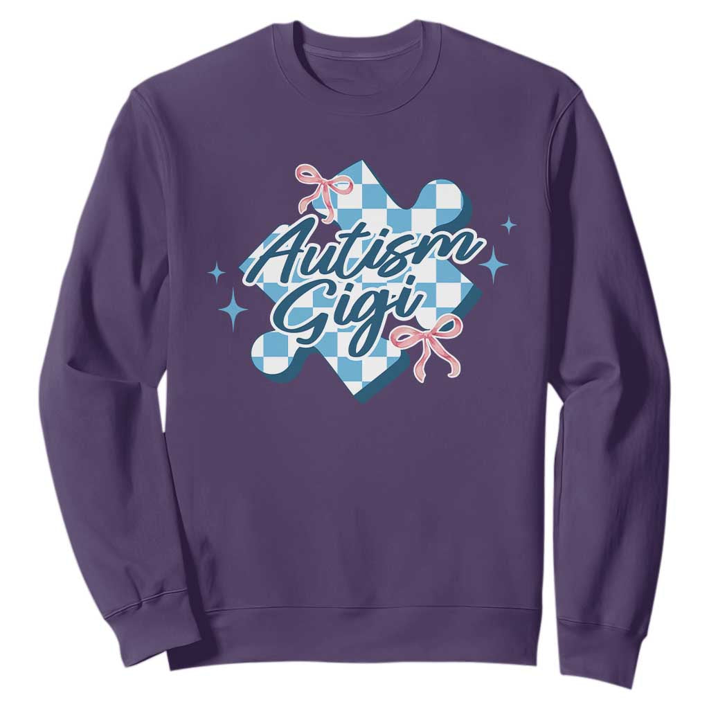 Autism Gigi Coquette Puzzle Piece Pink Bow Sweatshirt