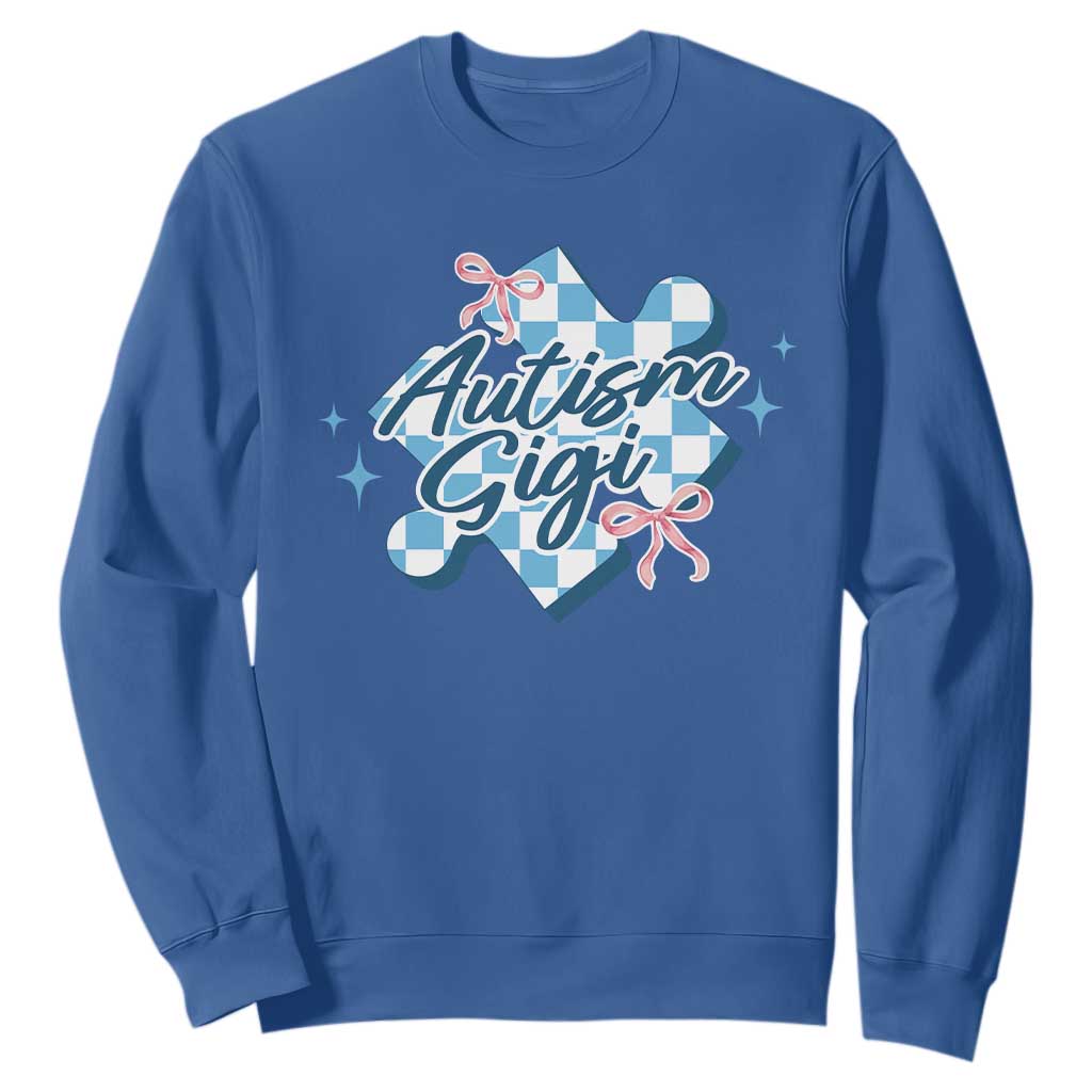 Autism Gigi Coquette Puzzle Piece Pink Bow Sweatshirt
