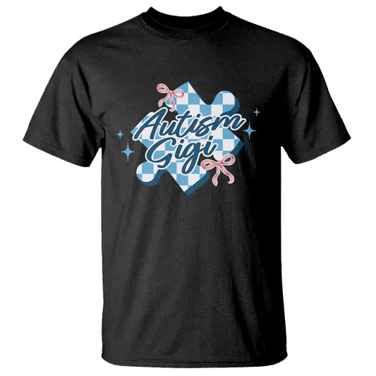 Autism Gigi Coquette Puzzle Piece Pink Bow T Shirt