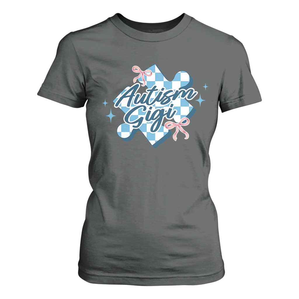 Autism Gigi Coquette Puzzle Piece Pink Bow T Shirt For Women