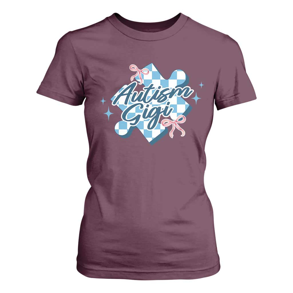 Autism Gigi Coquette Puzzle Piece Pink Bow T Shirt For Women