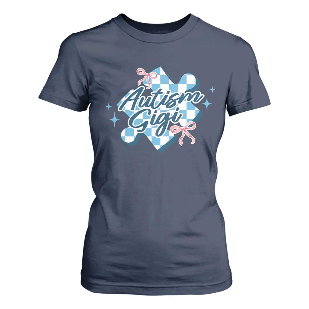 Autism Gigi Coquette Puzzle Piece Pink Bow T Shirt For Women