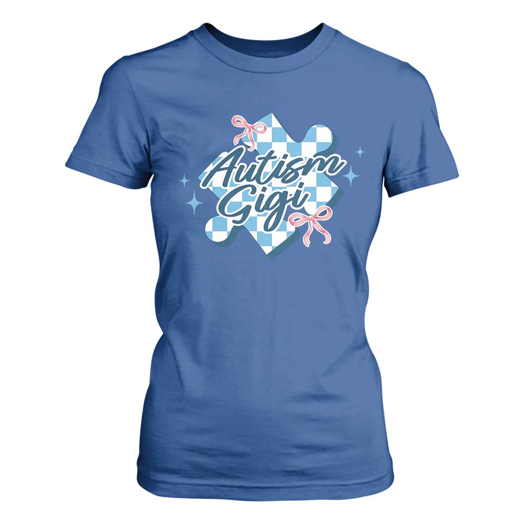 Autism Gigi Coquette Puzzle Piece Pink Bow T Shirt For Women